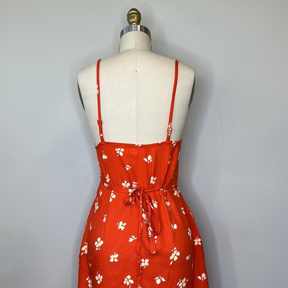 Leith Orange With Flowers Wrap Dress - Picture 7 of 7